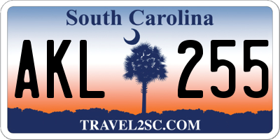 SC license plate AKL255