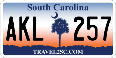 SC license plate AKL257