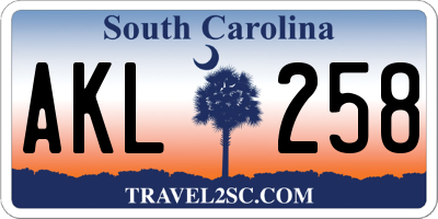 SC license plate AKL258