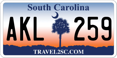 SC license plate AKL259