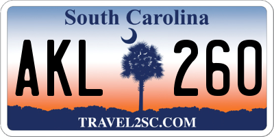 SC license plate AKL260
