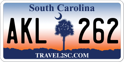 SC license plate AKL262