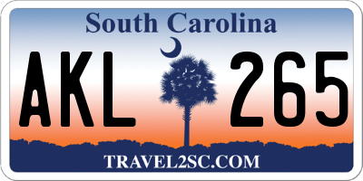 SC license plate AKL265