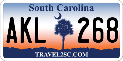 SC license plate AKL268