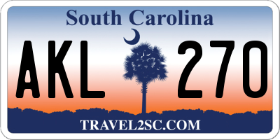 SC license plate AKL270