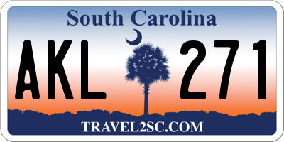 SC license plate AKL271
