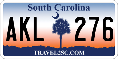 SC license plate AKL276