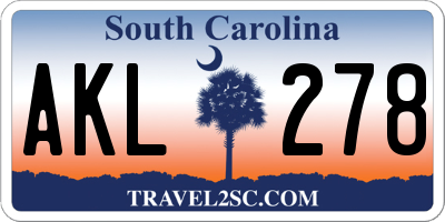 SC license plate AKL278