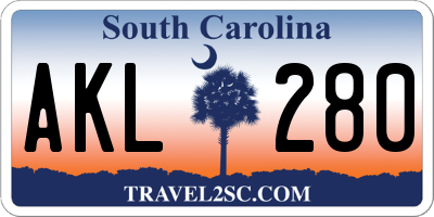 SC license plate AKL280