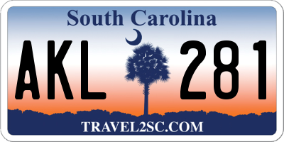 SC license plate AKL281