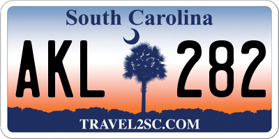 SC license plate AKL282