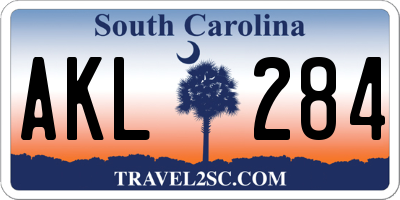 SC license plate AKL284