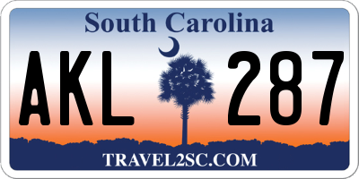 SC license plate AKL287