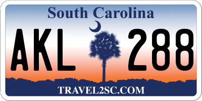 SC license plate AKL288