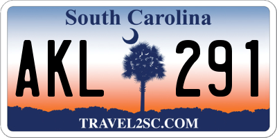 SC license plate AKL291
