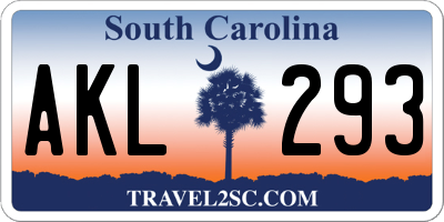 SC license plate AKL293