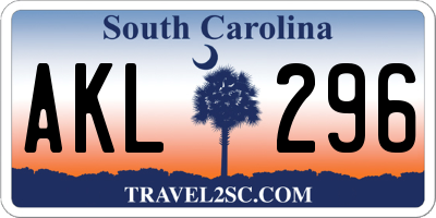 SC license plate AKL296