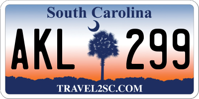 SC license plate AKL299