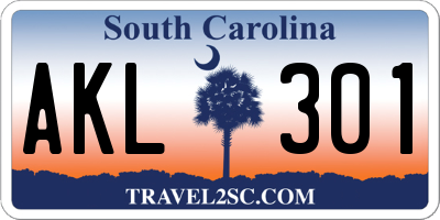 SC license plate AKL301