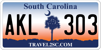 SC license plate AKL303