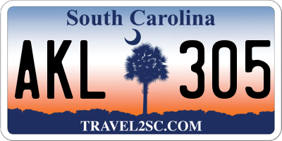 SC license plate AKL305