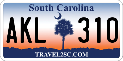 SC license plate AKL310