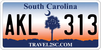 SC license plate AKL313