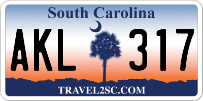 SC license plate AKL317