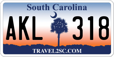 SC license plate AKL318
