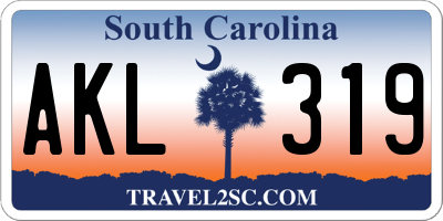 SC license plate AKL319