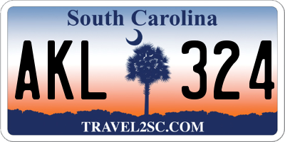 SC license plate AKL324