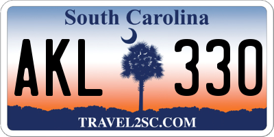 SC license plate AKL330
