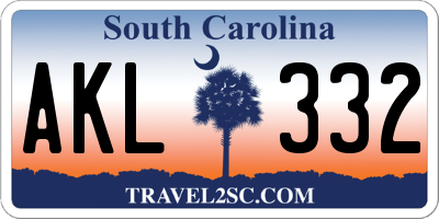 SC license plate AKL332