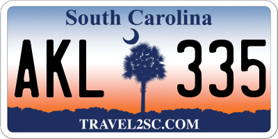 SC license plate AKL335