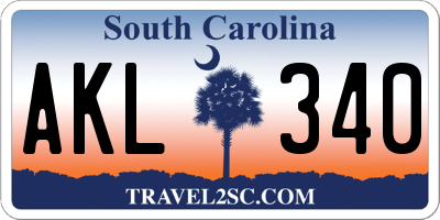 SC license plate AKL340