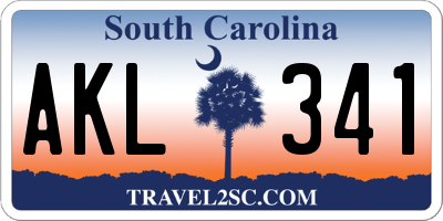 SC license plate AKL341