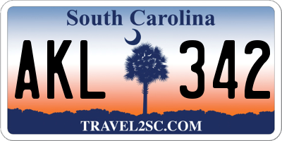 SC license plate AKL342