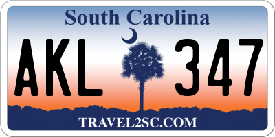 SC license plate AKL347