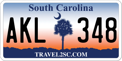 SC license plate AKL348