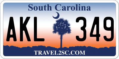 SC license plate AKL349