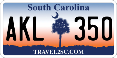 SC license plate AKL350