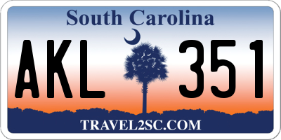 SC license plate AKL351