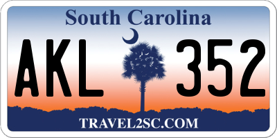 SC license plate AKL352