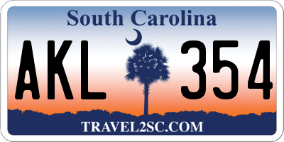 SC license plate AKL354