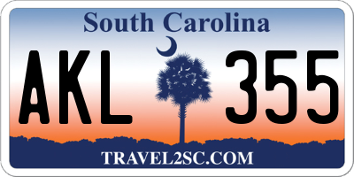 SC license plate AKL355