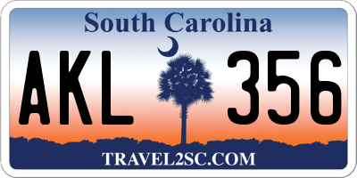 SC license plate AKL356