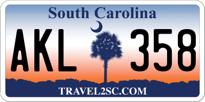SC license plate AKL358