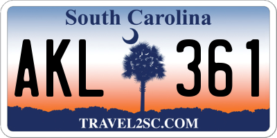 SC license plate AKL361