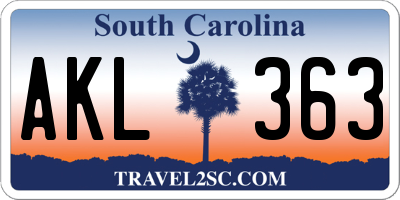 SC license plate AKL363