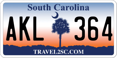 SC license plate AKL364